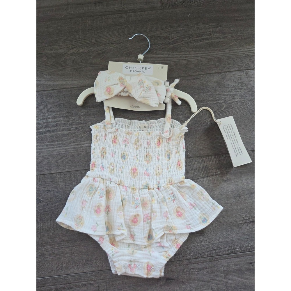 Chick pea organic baby‎ girl romper set 3-6 mos